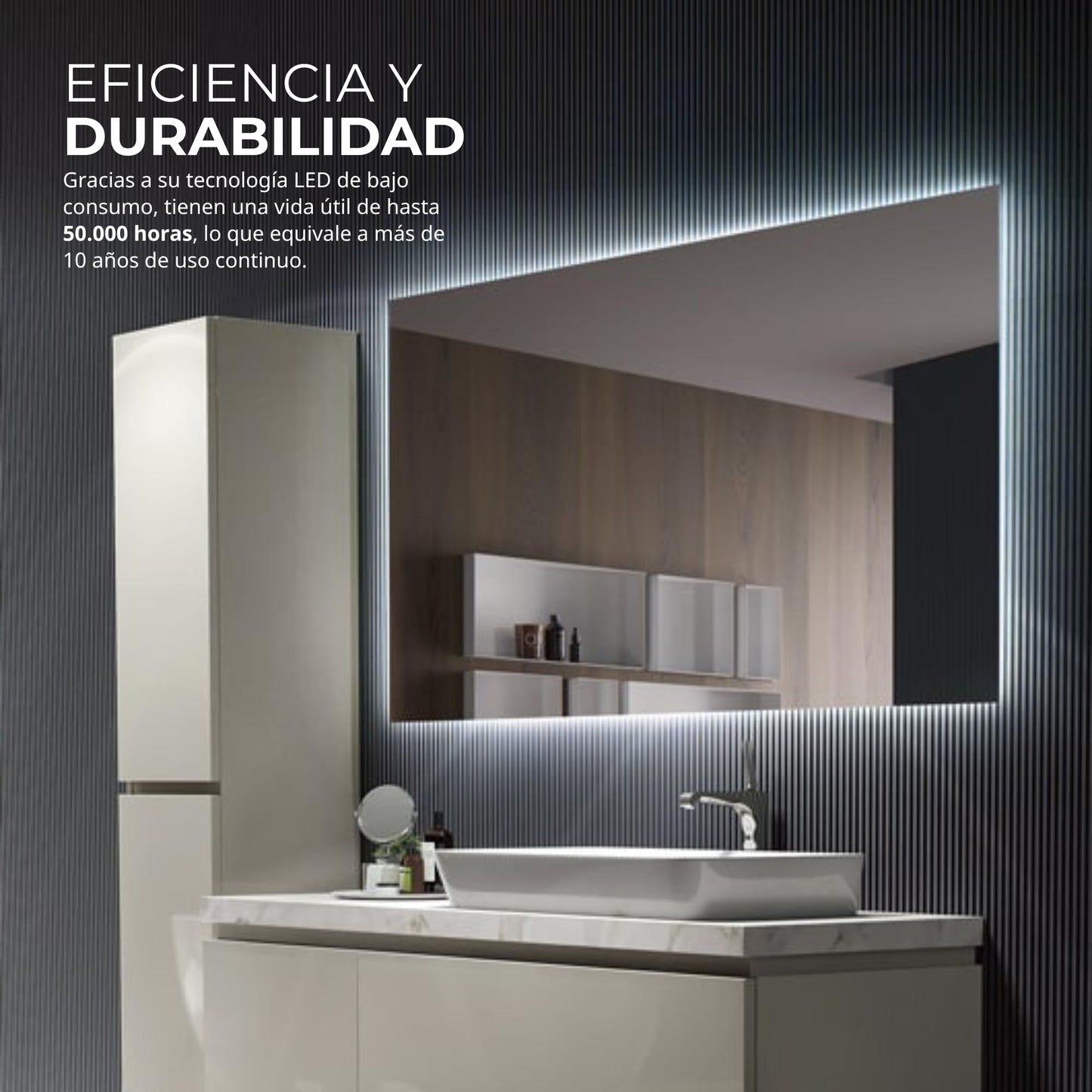 NOLUXA LEDIMEX - Espejo Retroiluminado Baño 90x80cm | Espejo Rectangular con Luz LED Fría 6000k | Espejo Cuarto de Baño con Luz Integrada sin Marco para Mueble | Serie Suecia