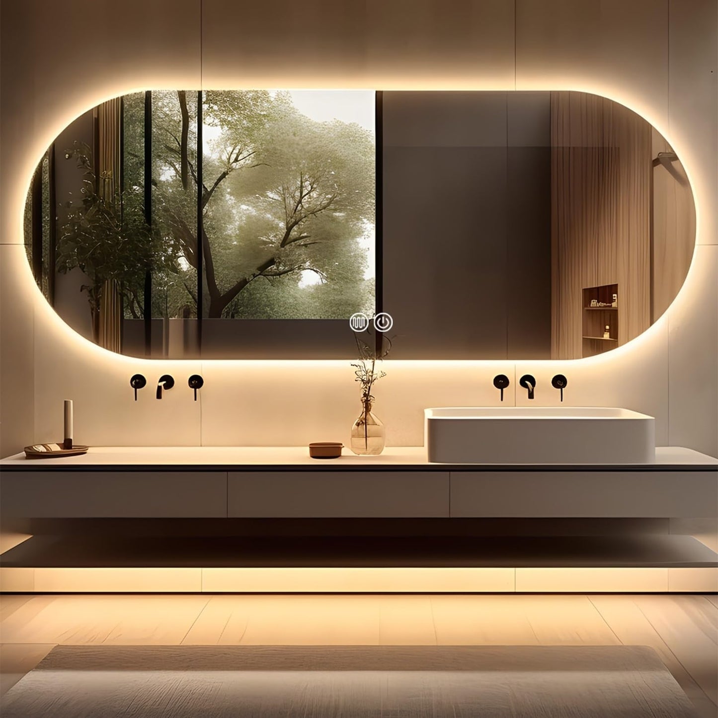 19.6x31.4 Pulgadas LED Ovalado Espejo De Maquillaje, Espejo Retroiluminado De Baño, Espejo Ovalado Iluminado De Baño, Espejo De Maquillaje Largo Con Luces, Anti-Niebla, Regulable Y Montado En Pared