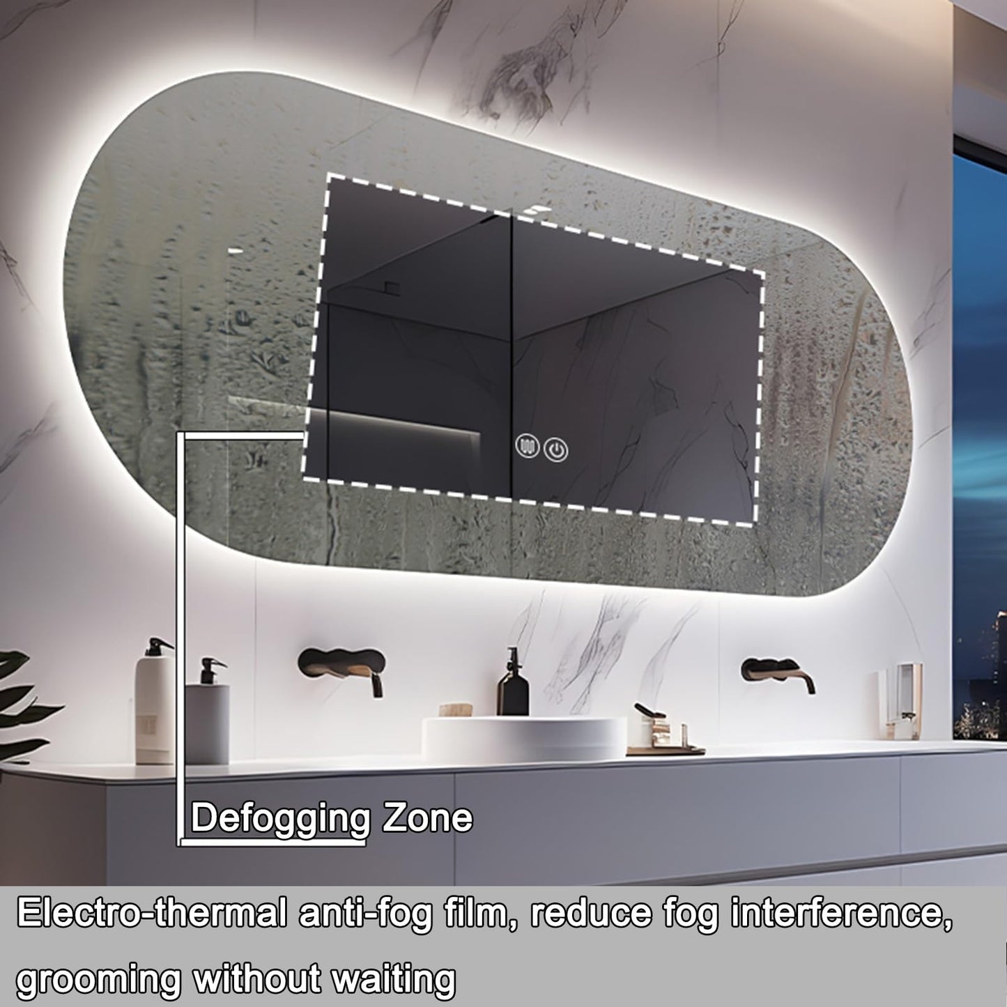 19.6x31.4 Pulgadas LED Ovalado Espejo De Maquillaje, Espejo Retroiluminado De Baño, Espejo Ovalado Iluminado De Baño, Espejo De Maquillaje Largo Con Luces, Anti-Niebla, Regulable Y Montado En Pared