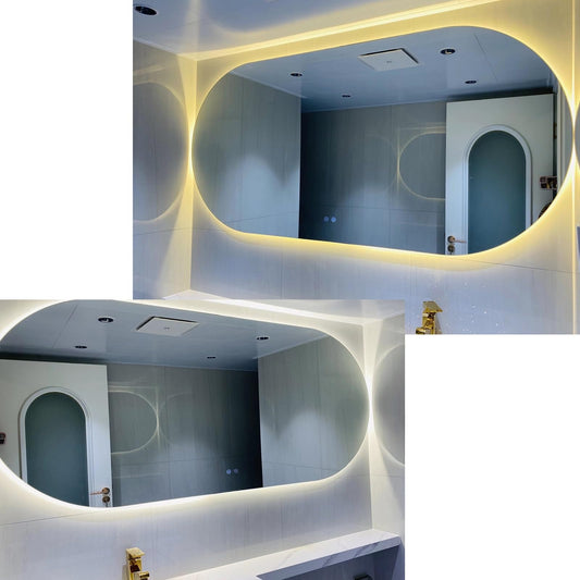 19.6x31.4 Pulgadas LED Ovalado Espejo De Maquillaje, Espejo Retroiluminado De Baño, Espejo Ovalado Iluminado De Baño, Espejo De Maquillaje Largo Con Luces, Anti-Niebla, Regulable Y Montado En Pared